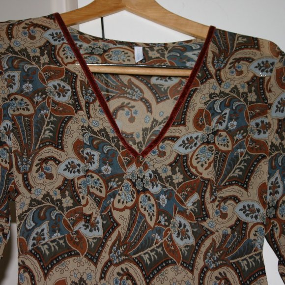 C.C. OUTLAW/Anthropologie 100% Viscose Fall Print Tunic M Excellent Condition - Picture 2 of 8